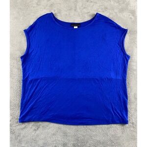 Attention Womens Royal Blue‎ Cap Sleeve Knit Top Scoop Neck Blouse Size M New